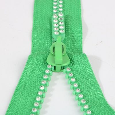 La ligne verte double #3 #5 #8 #10 Fermeture à glissière en diamant Les dents fonctionnent bien