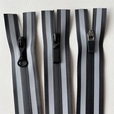 Fermeture à glissière résistante à l'eau en TPU/PU, fermetures à glissière étanches à bande réfléchissante sur 2 côtés pour extérieur, veste, vêtements