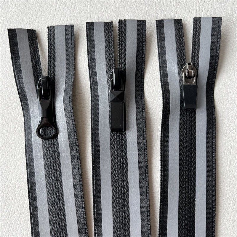 Fermeture à glissière résistante à l'eau en TPU/PU, fermetures à glissière étanches à bande réfléchissante sur 2 côtés pour extérieur, veste, vêtements
